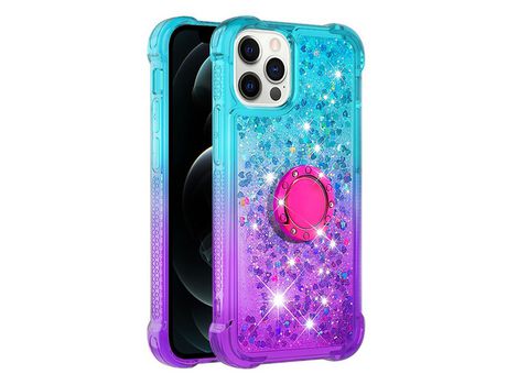 Funda TPU patrón de brilho de areia movediça con muleta Cielo azul/púrpura por iPhone 12/12 Pro 6.1