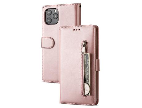 Carcasa PU bolso con estante con apoyo ouro rosa por Apple iPhone 12 Pro/iPhone 12 Max 6.1