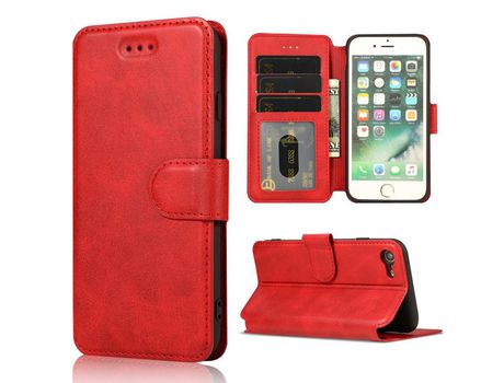 Carcasa PU + TPU con apoyo rojo por Apple iPhone SE (2nd Gen)/8/7