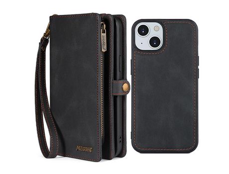 Funda PU absorción magnética desmontable negro por iPhone 13 mini 5.4