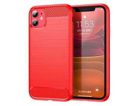 Funda TPU textura de fibra de carbono rojo por iPhone 11 6.1