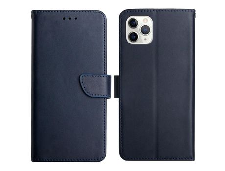 Funda de couro genuino textura de napa azul por iPhone 11 Pro Max 6.5