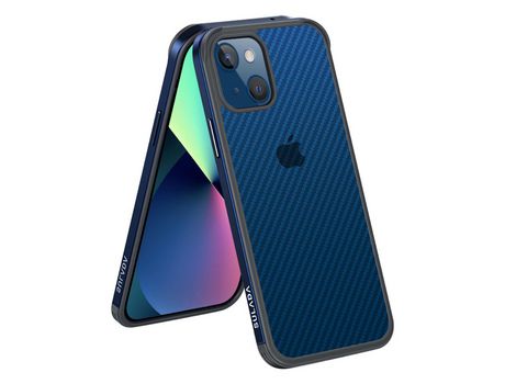 Funda TPU SULADA textura de fibra de carbono Anti-lágrimas híbrido azul por iPhone 13 mini 5.4