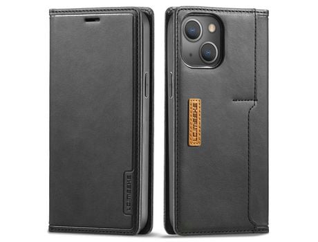 Funda PU + TPU LC.IMEEKE hebilla magnética con porta-tarjetas negro por iPhone 13 6.1