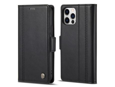 Funda PU + TPU LC.IMEEKE a prueba de choques con suporte negro por iPhone 13 Pro Max 6.7