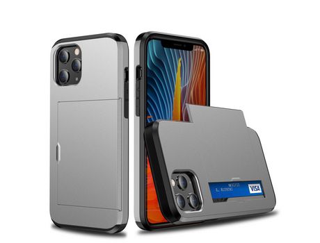 Carcasa TPU slide híbrido con suporte por tarjeta Gris por Apple iPhone 12 Pro Max 6.7