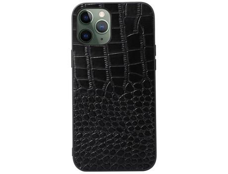 Funda de couro genuino textura de cocodrilo negro por iPhone 11 Pro 5.8