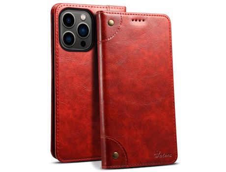 Funda PU a prueba de choques con soporte rojo por iPhone 13 Pro 6.1