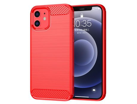 Funda TPU textura de fibra de carbono flexível rojo por iPhone 12 mini 5.4