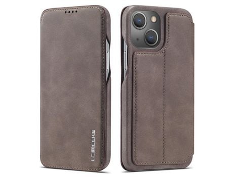 Funda PU LC.IMEEKE estilo retro con porta-tarjeta de café por iPhone 13 mini 5.4