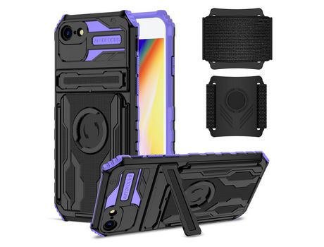 Funda TPU camada dupla con muleta púrpura por iPhone 7 4.7 /8 4.7 /SE (2nd Gen)
