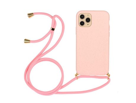 Carcasa TPU flexible con bandolera multifuncional rosa por Apple iPhone 12 5.4