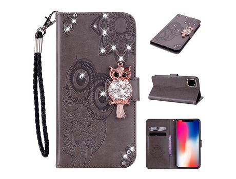 Carcasa PU coloruja blanqueamiento imprint strass marrom por Apple iPhone 12 Max/12 Pro 6.1