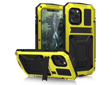 Carcasa y silicona + metal a prueba de choques à prova de poeira à prova d'Agua con muleta amarelo por Apple iPhone 12 Pro/12