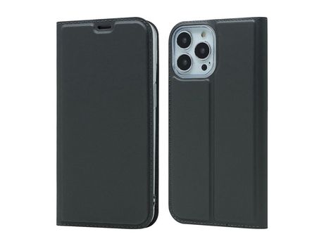 Funda PU + TPU cor sólida auto-absorvente a prueba de choques con suporte negro por iPhone 13 Pro 6.1