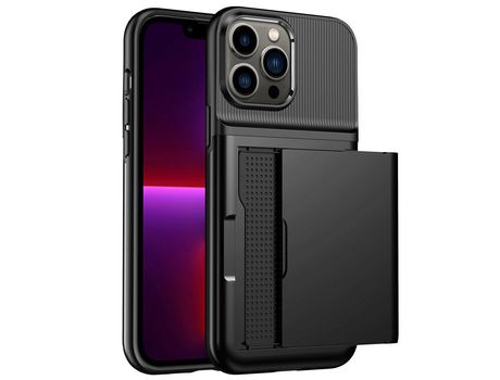 Funda TPU con suporte por tarjeta negro por iPhone 13 Pro 6.1