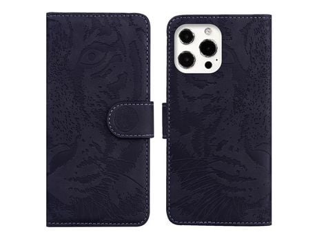 Funda PU + TPU patrón de tigre de travamento de queda negro por iPhone 13 Pro 6.1