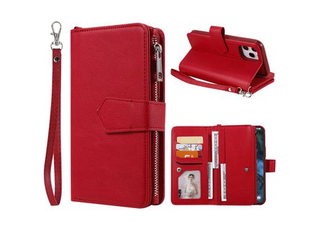 Carcasa PU destacável 2 en 1 con estante rojo por Apple iPhone 12 Pro Max