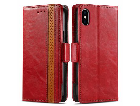 Funda PU CASENEO a prueba de choques rojo por iPhone XS Max 6.5