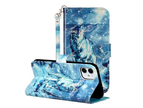 Carcasa PU patrón en relevo de blanqueamiento compunto de luz Lobo por Apple iPhone 11 6.1