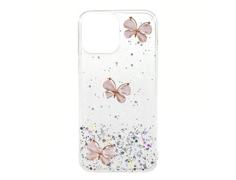 Funda TPU patrón de mariposa 3D transparente brilhante por iPhone 13 mini 5.4