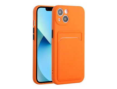Funda TPU flexível con porta-tarjetas naranja por iPhone 13 mini 5.4