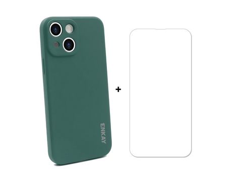 Funda silicone ENKAY borda reta verde escura resistente a arañas por iPhone 13 mini 5.4