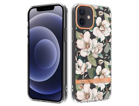 Funda TPU patrón de flores galvanoplastia gardenia verde por iPhone 12 6.1 /12 Pro 6.1