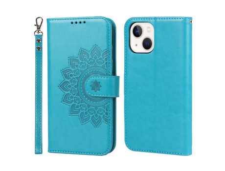 Funda PU textura de costura cortada azul por iPhone 13 mini 5.4