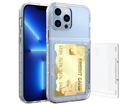 Funda TPU + acrílico con suporte por tarjeta transparente por iPhone 13 Pro 6.1