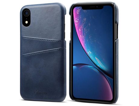 Funda TPU + PU Anti-lágrimas con slots de tarjeta azul por iPhone XR 6.1