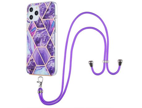 Funda TPU 20 mm patrón mármol galvanoplastia púrpura escuro por iPhone 12 Pro Max 6.7