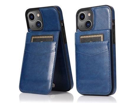 Funda TPU + PU Anti-lágrimas con muleta azul por iPhone 13 mini 5.4