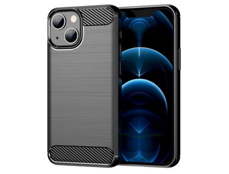 Funda TPU textura de fibra de carbono flexível negro por iPhone 13 mini 5.4