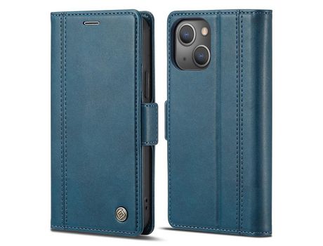 Funda PU + TPU LC.IMEEKE Cerrar magnético duplo a prueba de choques con suporte azul por iPhone 13 6.1