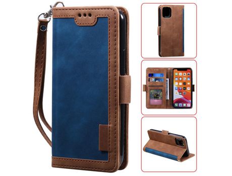 Carcasa PU aleta estilo de enenda do vintage con apoyo azul por Apple iPhone 12 Pro/iPhone 12 Max 6.1