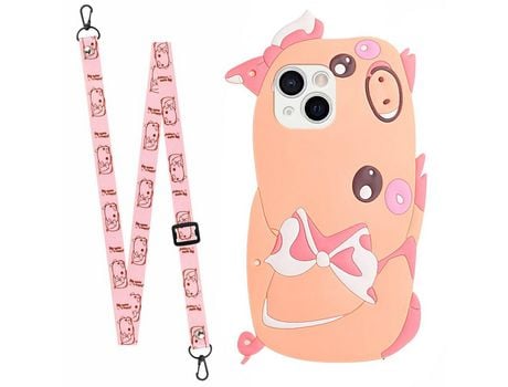 Funda TPU patrón de efeito 3D con bandolera porco por iPhone 13 mini 5.4