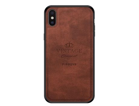 Funda TPU + PU PINWUYO magro marrón híbrido por iPhone XS Max 6.5