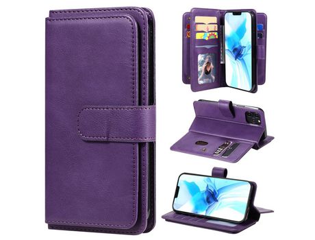 Carcasa PU multifuncional con titular y 10 titulares de tarjeta roxo por Apple iPhone 12 Max/Pro 6.1