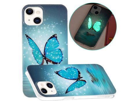 Funda TPU noctilescente mariposa azul a prueba de choques por iPhone 13 6.1