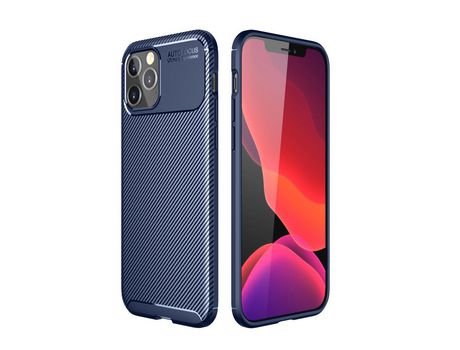 Carcasa TPU textura de fibra de carbono resistente a caídas azul por Apple iPhone 12 Pro Max 6.7