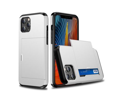 Carcasa TPU slide híbrido con suporte por tarjeta branco por Apple iPhone 12 Max/12 Pro 6.1