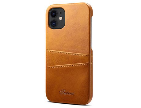 Funda TPU + PU Anti-lágrimas con slots de tarjeta caqui por iPhone 12/12 Pro 6.1