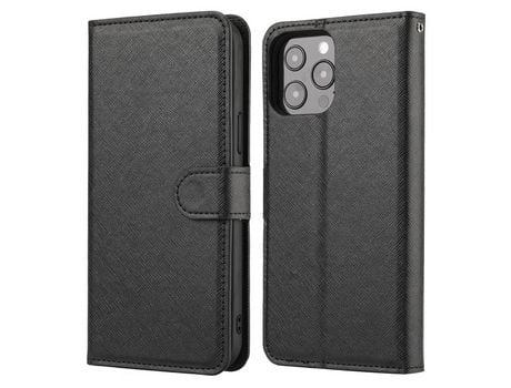 Funda PU + TPU textura cruzada con suporte removível negro por iPhone 13 Pro 6.1