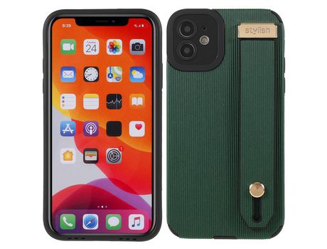 Funda TPU + microfibra con suporte de pulso verde por iPhone 11 6.1