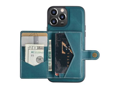 Funda PU + TPU JEEHOOD magnético 2 en 1 removível verde por iPhone 13 mini 5.4