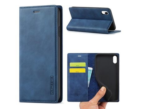 Carcasa PU forte magnético azul por Apple iPhone XR