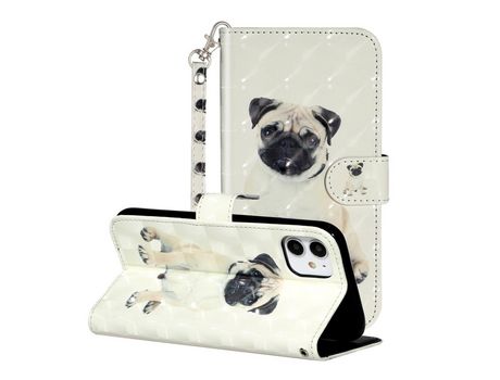 Carcasa PU patrón en relevo de blanqueamiento compunto de luz perro por Apple iPhone 11 6.1