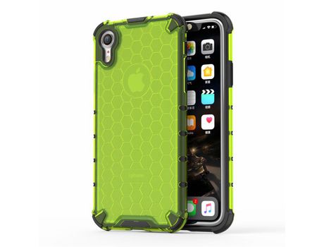 Carcasa TPU + silicona híbrido de absorvente de choque de favo de mel verde por Apple iPhone XR 6.1 pouces