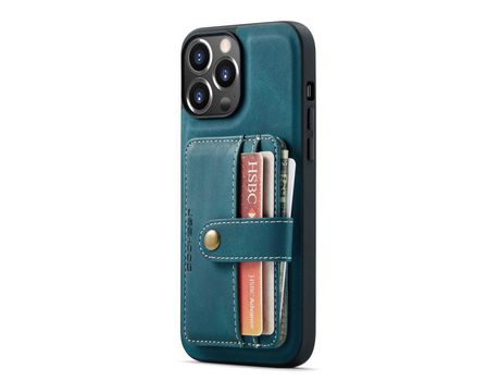 Funda TPU + PU JEEHOOD deslizamento anti-risco anti-roubo con slots de tarjeta azul por iPhone 13 Pro Max 6.7